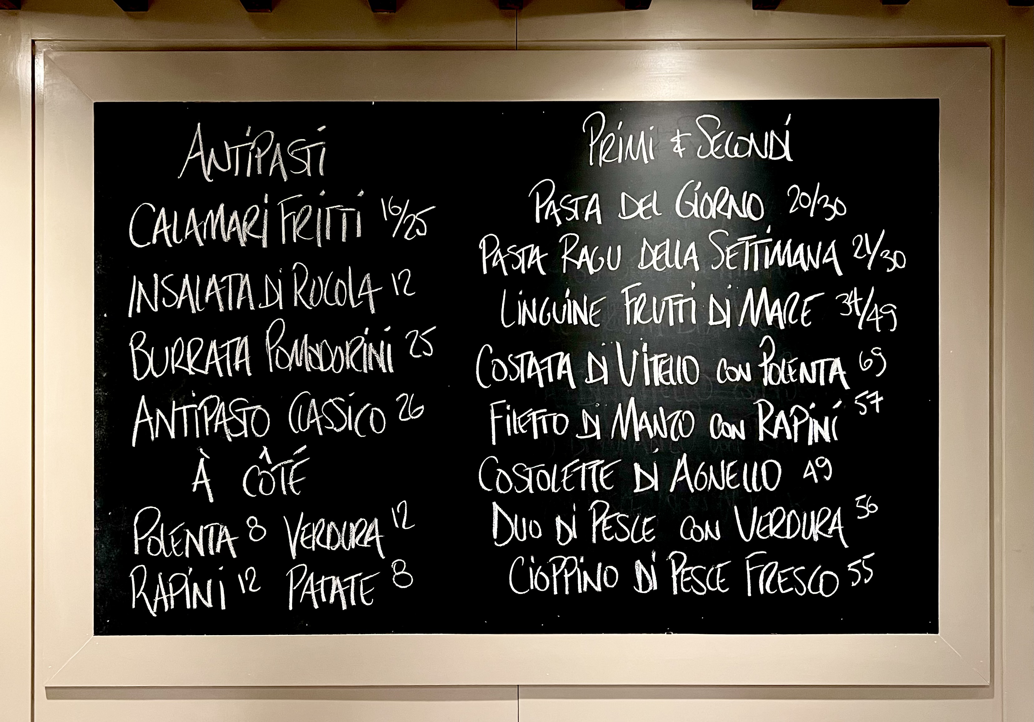 Menu chalkboard